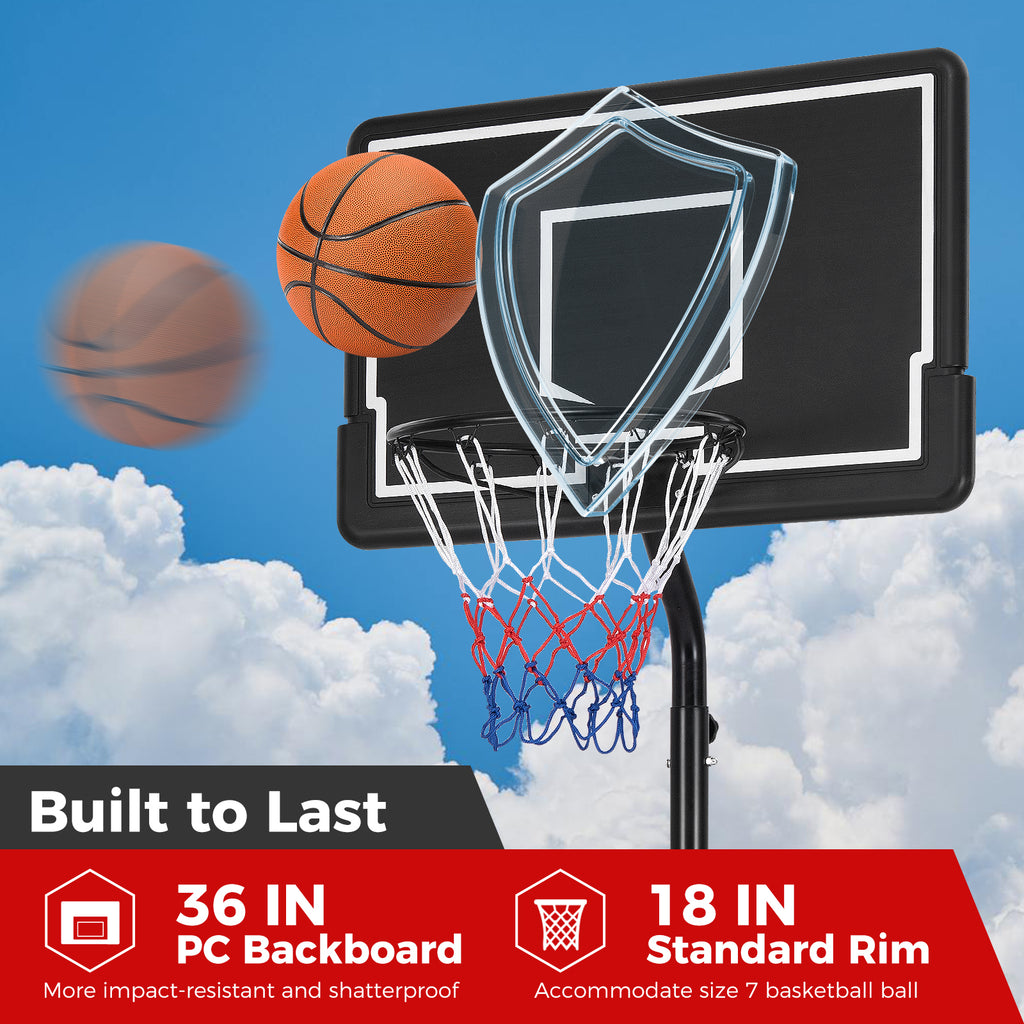 Portable Outdoor Basketball Hoop with Adjustable Height & Fillable Base