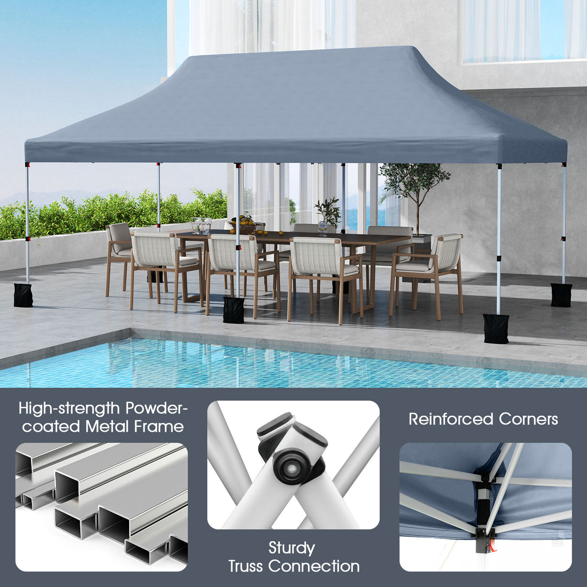 10 X 20 FT Pop up Canopy Tent Foldable Portable Outdoor Gazebo with