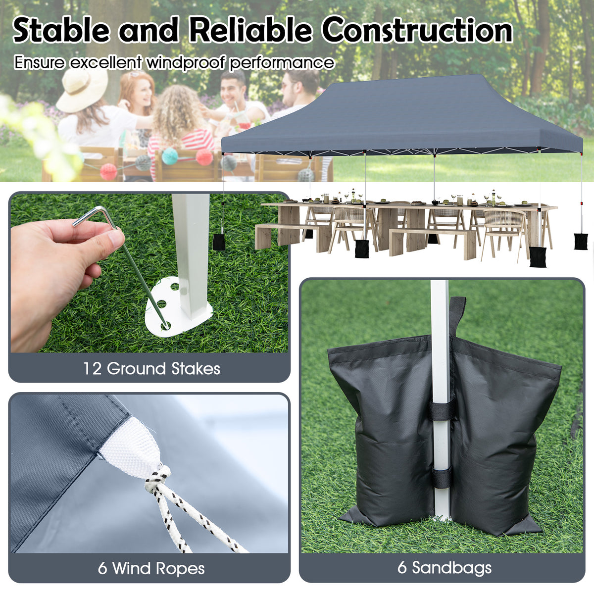 10 X 20 FT Pop up Canopy Tent Foldable Portable Outdoor Gazebo with