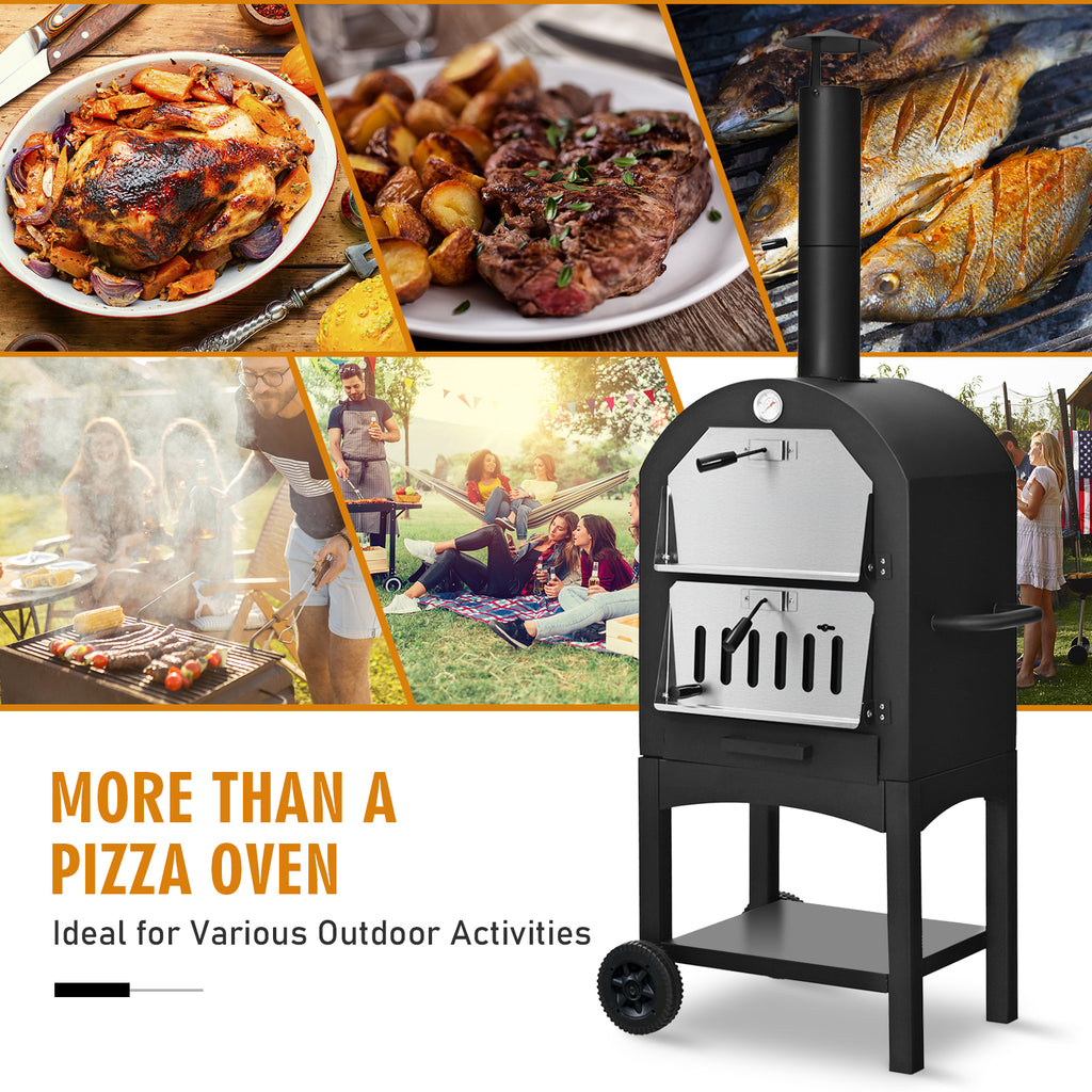 Portable Outdoor Pizza Oven with Stone and Waterproof Cover