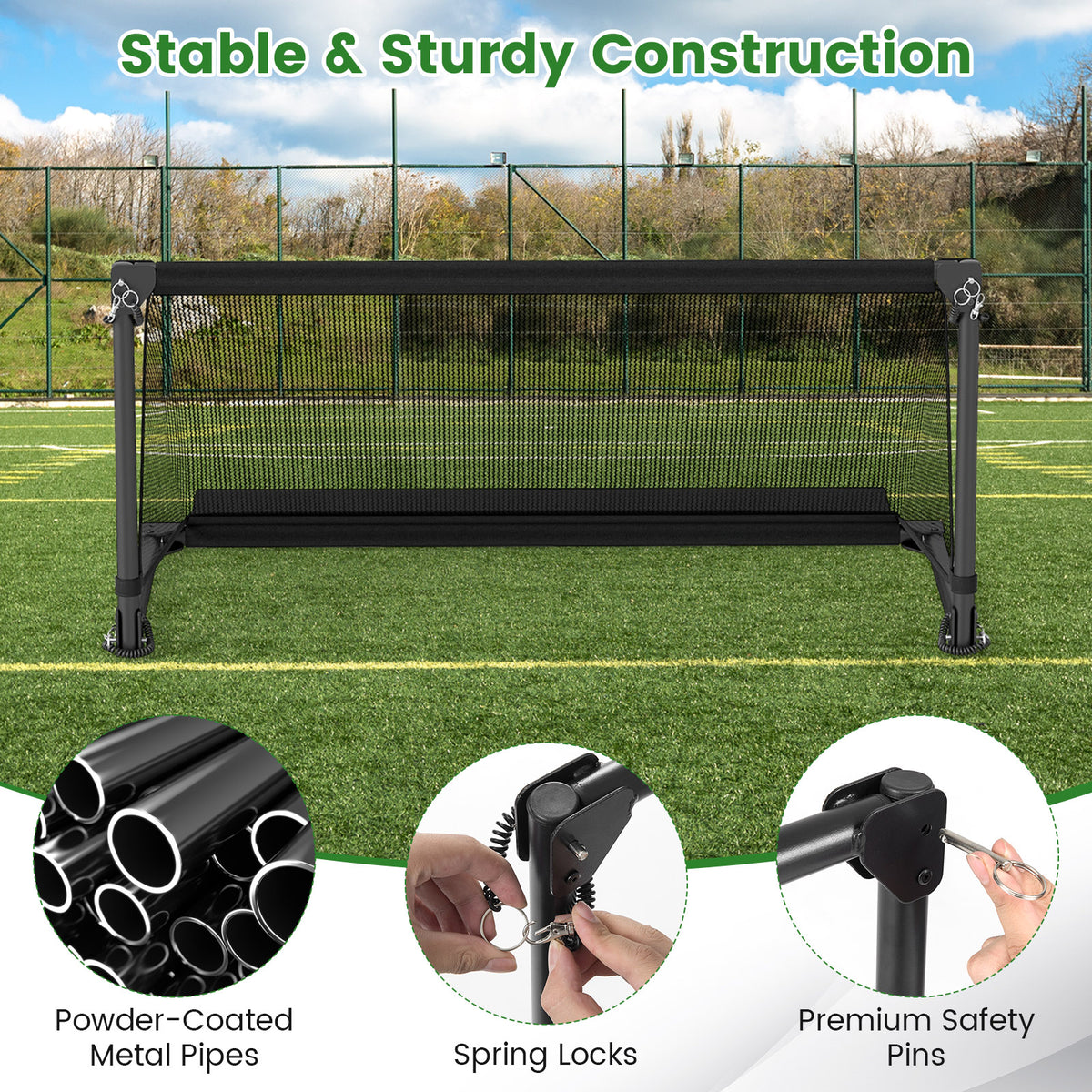 Toddler Soccer Net 3 Sizes Pop Up Portable with Metal Frame - S