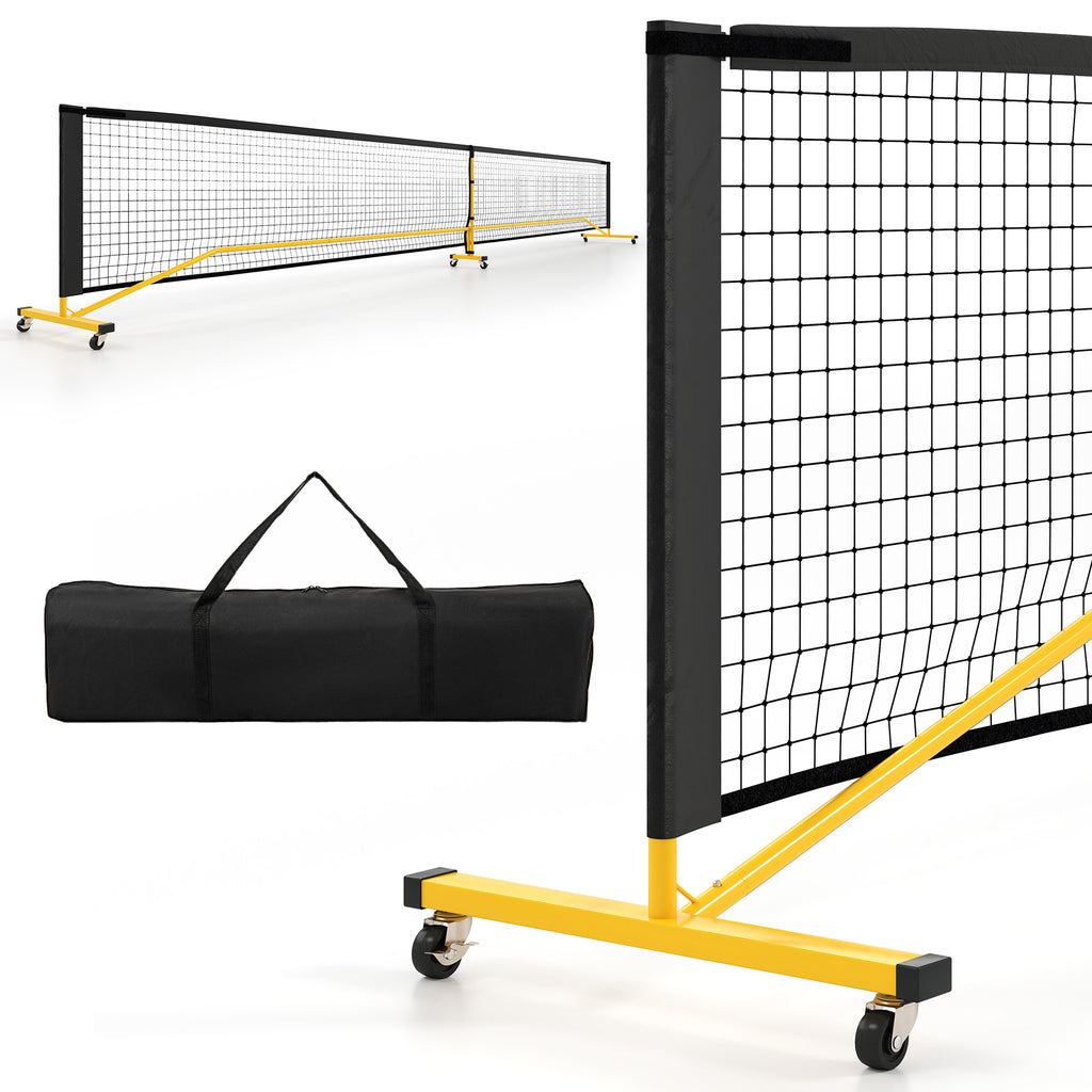 Pickleball Net with 6 Lockable Wheels - 22 Ft Portable with Carry Bag