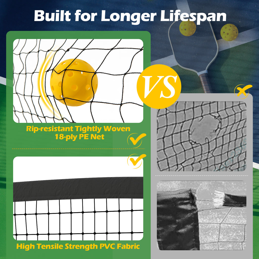 Pickleball Net with 6 Lockable Wheels - 22 Ft Portable with Carry Bag