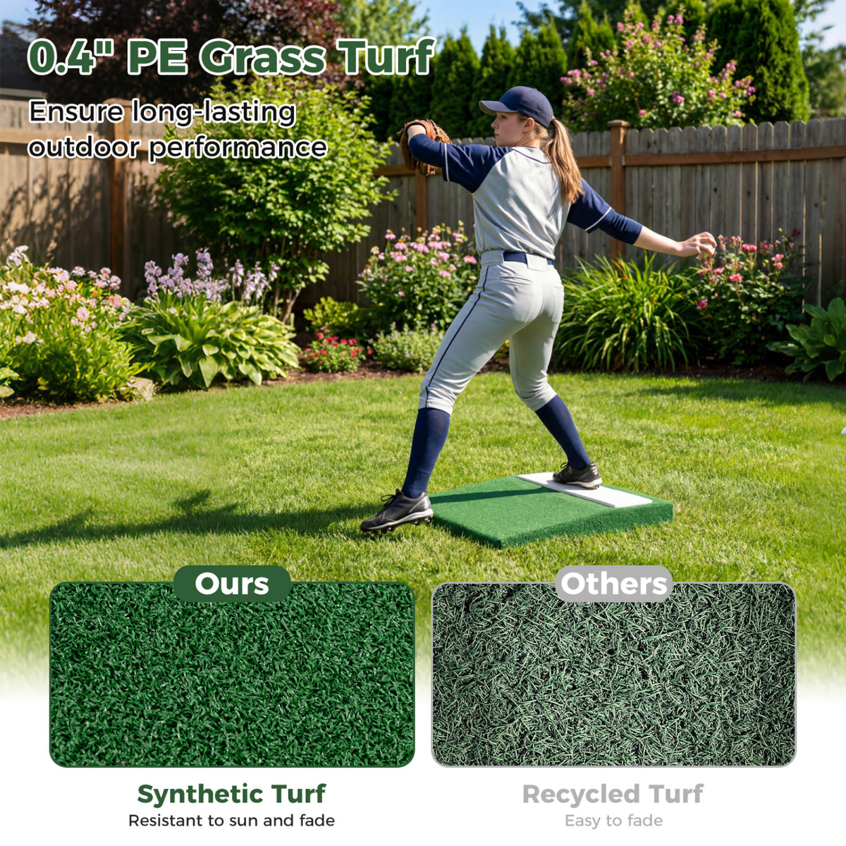 Portable Baseball Pitching Mound with EVA Landing Plate & Carry Handle