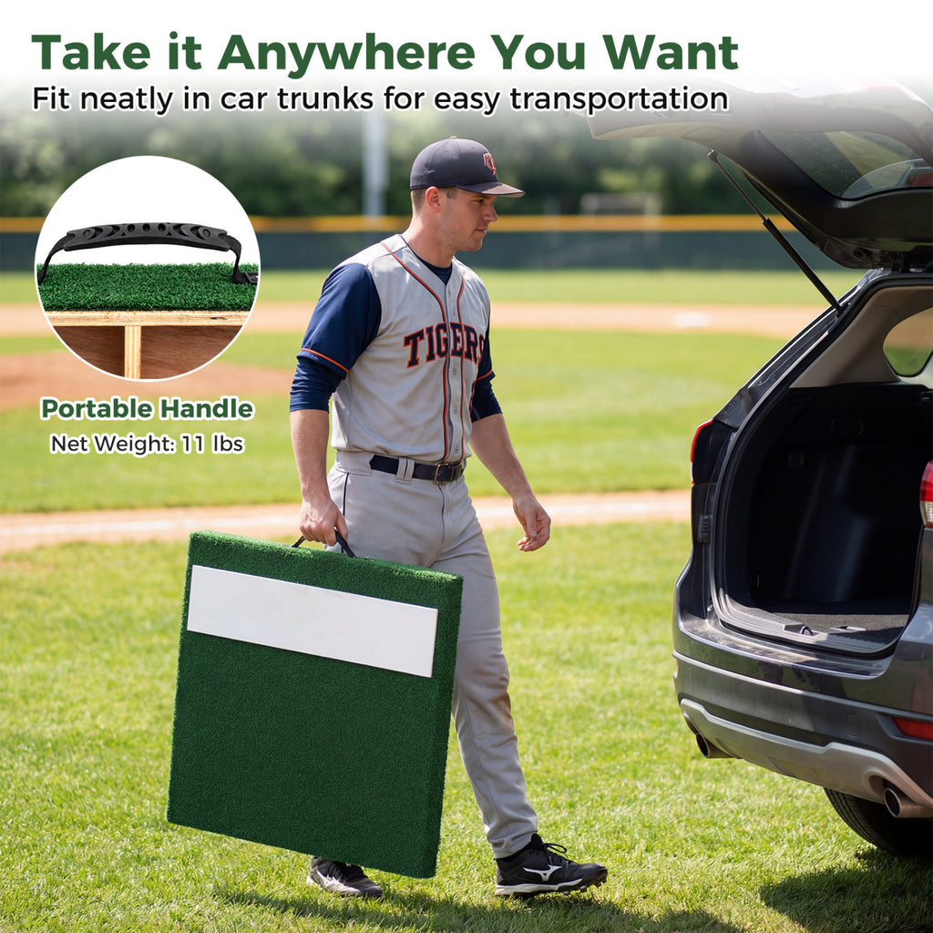 Portable Baseball Pitching Mound with EVA Landing Plate & Carry Handle