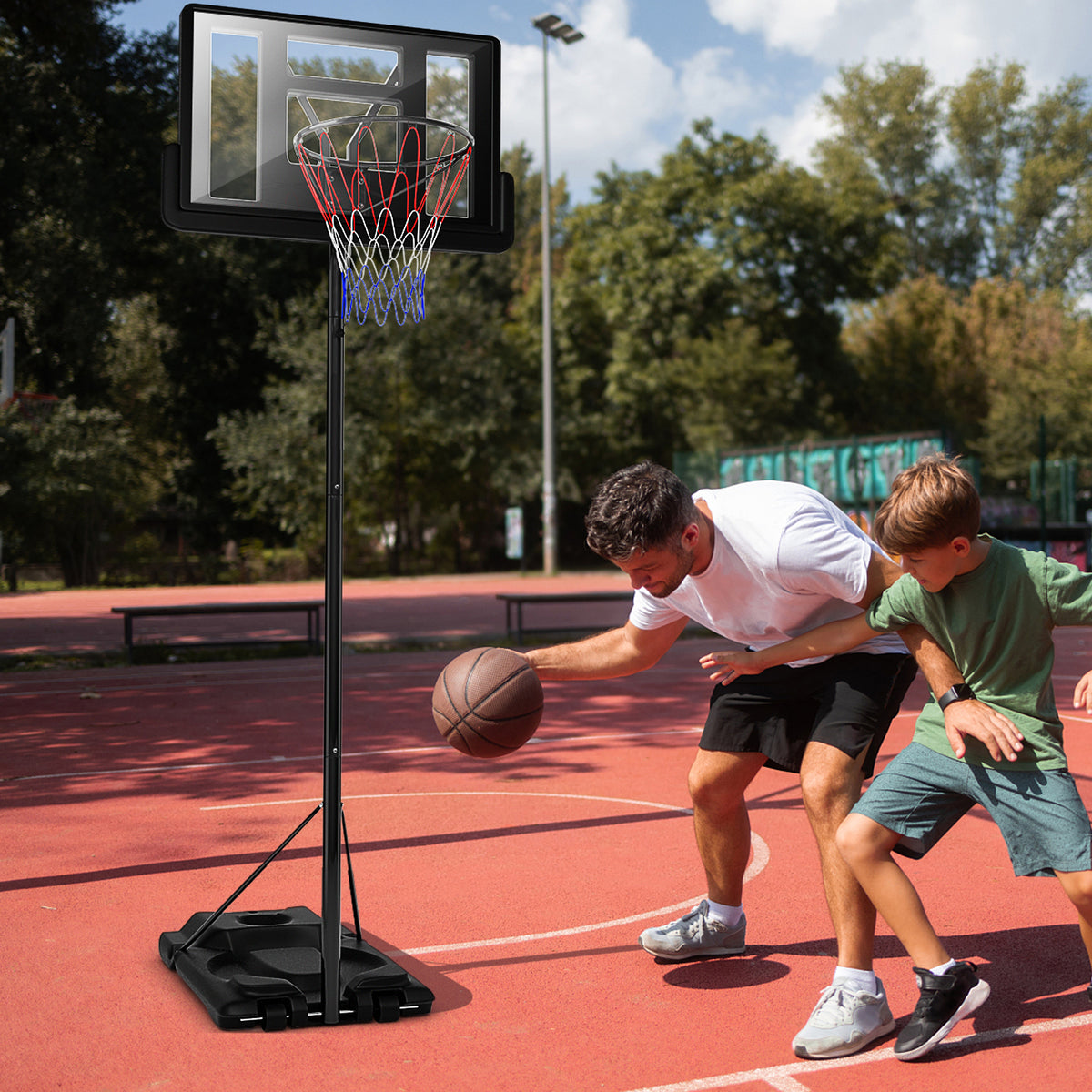 Height Adjustable Portable Shatterproof Basketball Hoop with 2 Nets - 8.5-10 FT, Outdoor Indoor