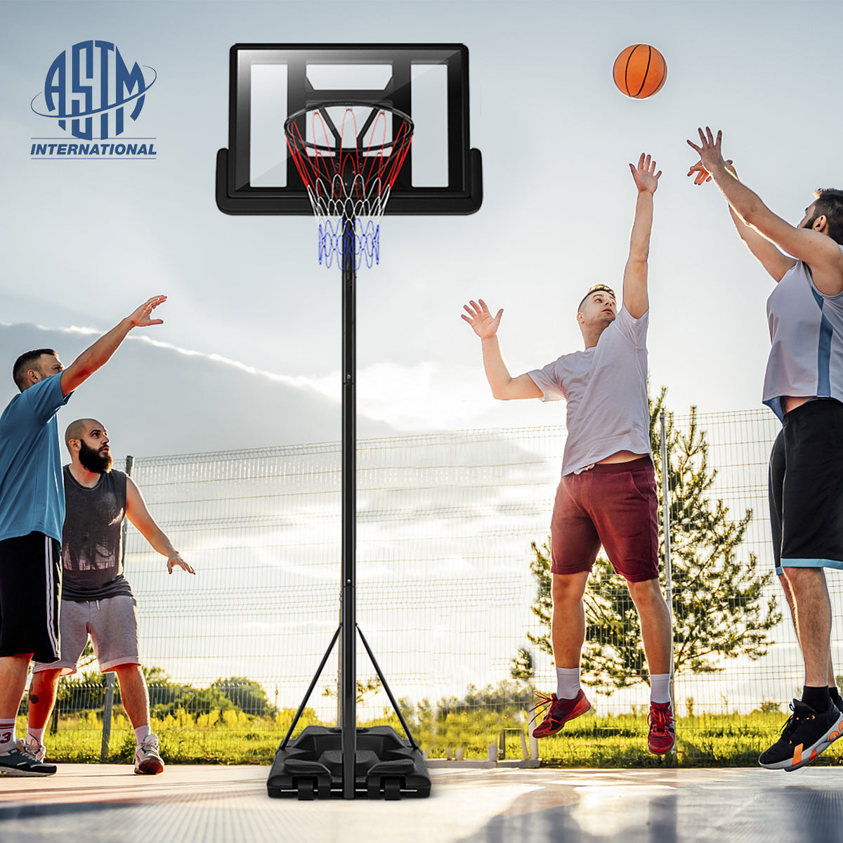 Height Adjustable Portable Shatterproof Basketball Hoop with 2 Nets - 8.5-10 FT, Outdoor Indoor