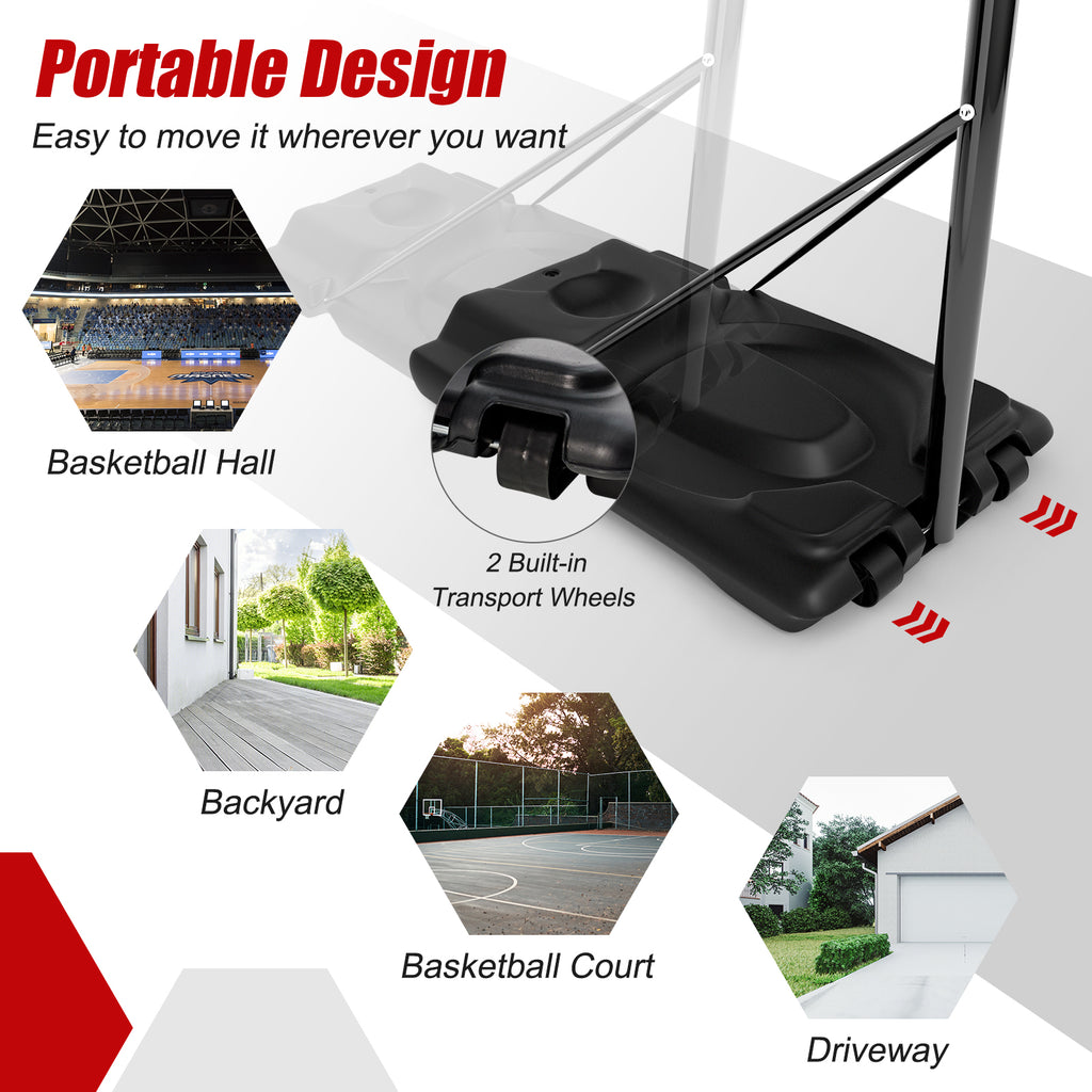 Height Adjustable Portable Shatterproof Basketball Hoop with 2 Nets - 8.5-10 FT, Outdoor Indoor