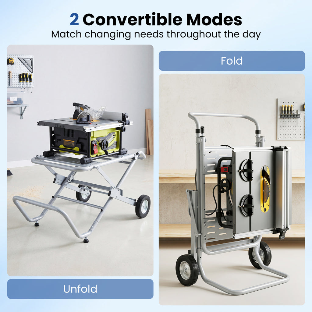 Portable Table Saw Stand Rolling Foldable Heavy Duty Metal Base with