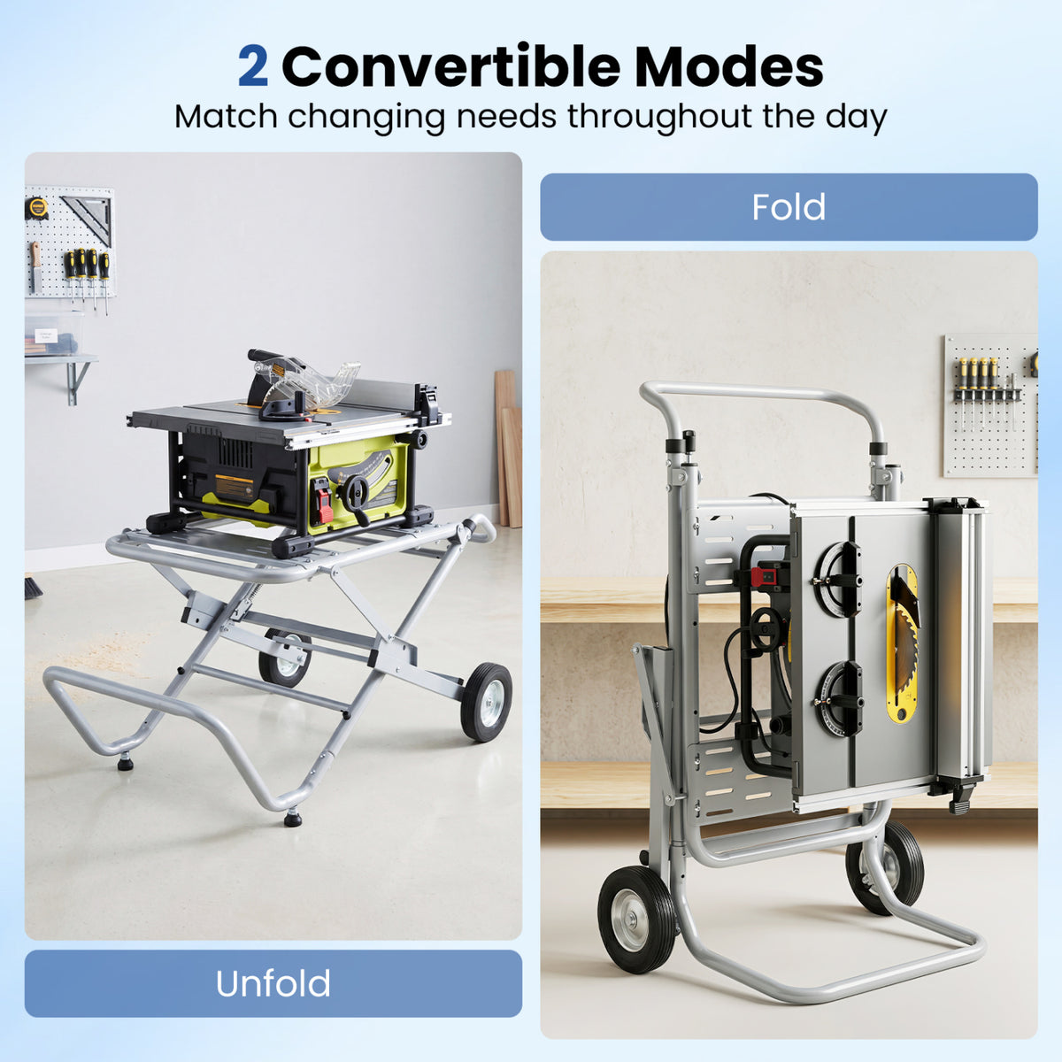 Portable Table Saw Stand Rolling Foldable Heavy Duty Metal Base with