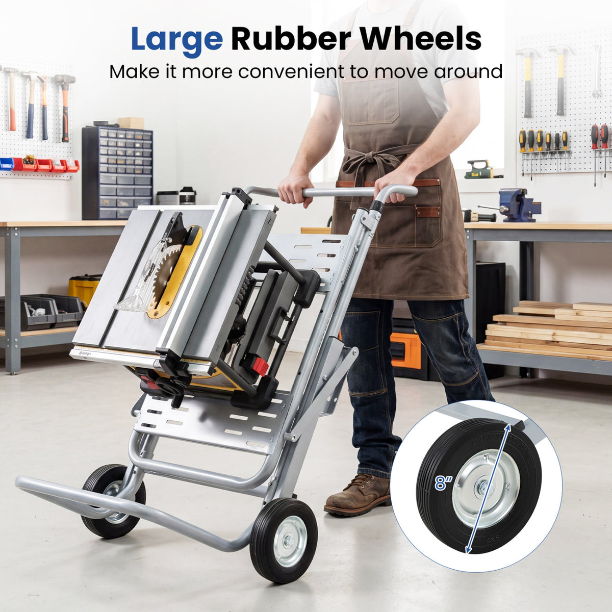 Portable Table Saw Stand Rolling Foldable Heavy Duty Metal Base with