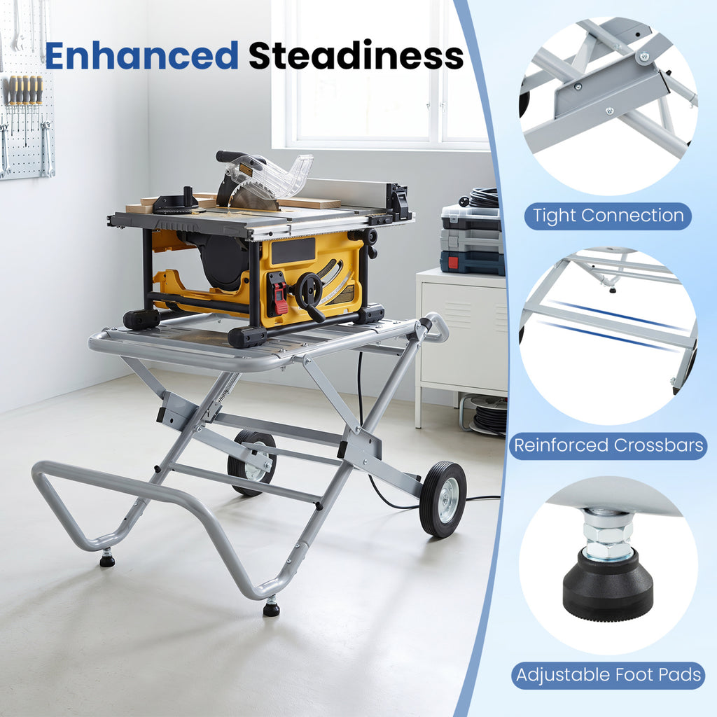 Portable Table Saw Stand Rolling Foldable Heavy Duty Metal Base with
