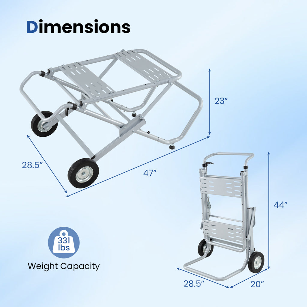 Portable Table Saw Stand Rolling Foldable Heavy Duty Metal Base with