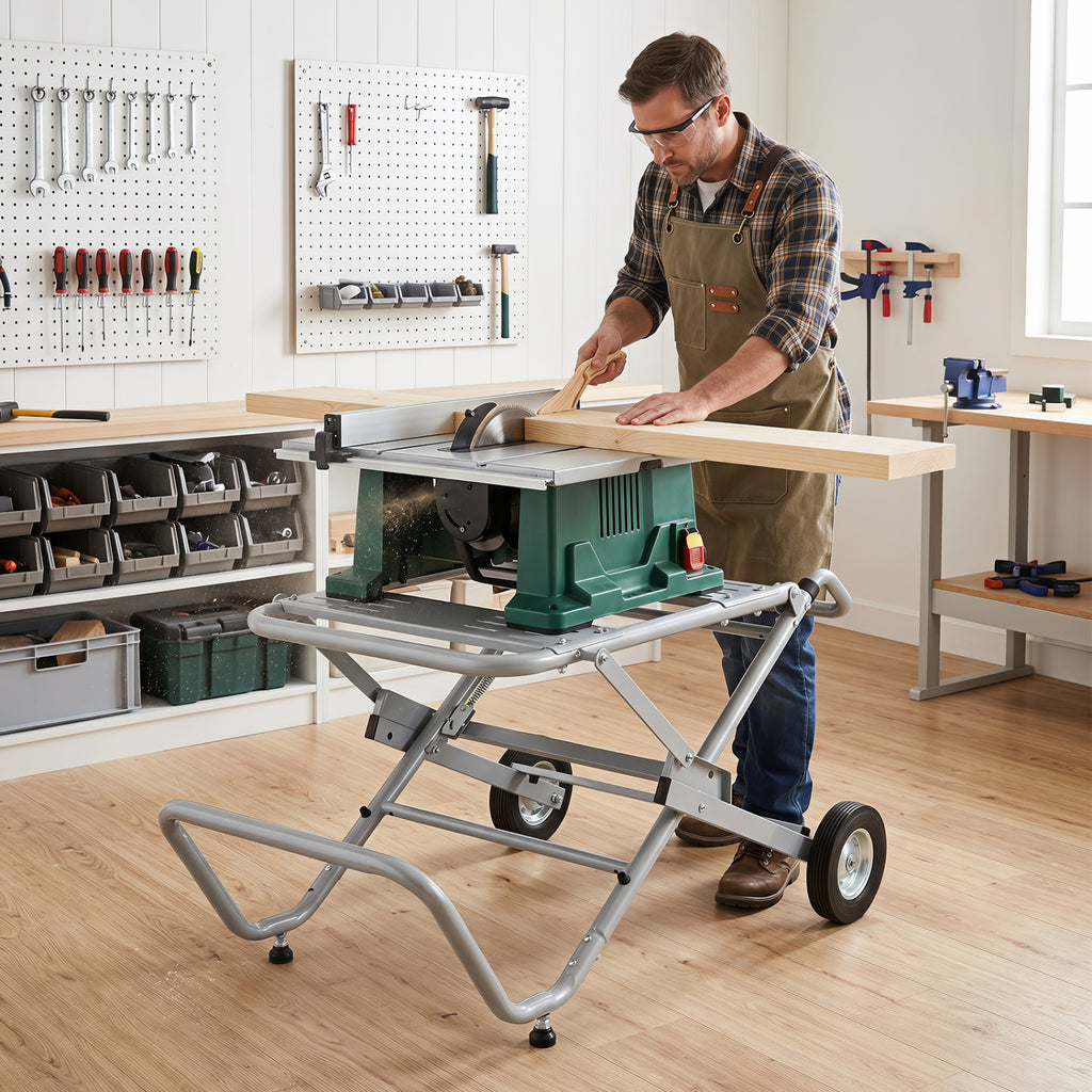 Portable Table Saw Stand Rolling Foldable Heavy Duty Metal Base with