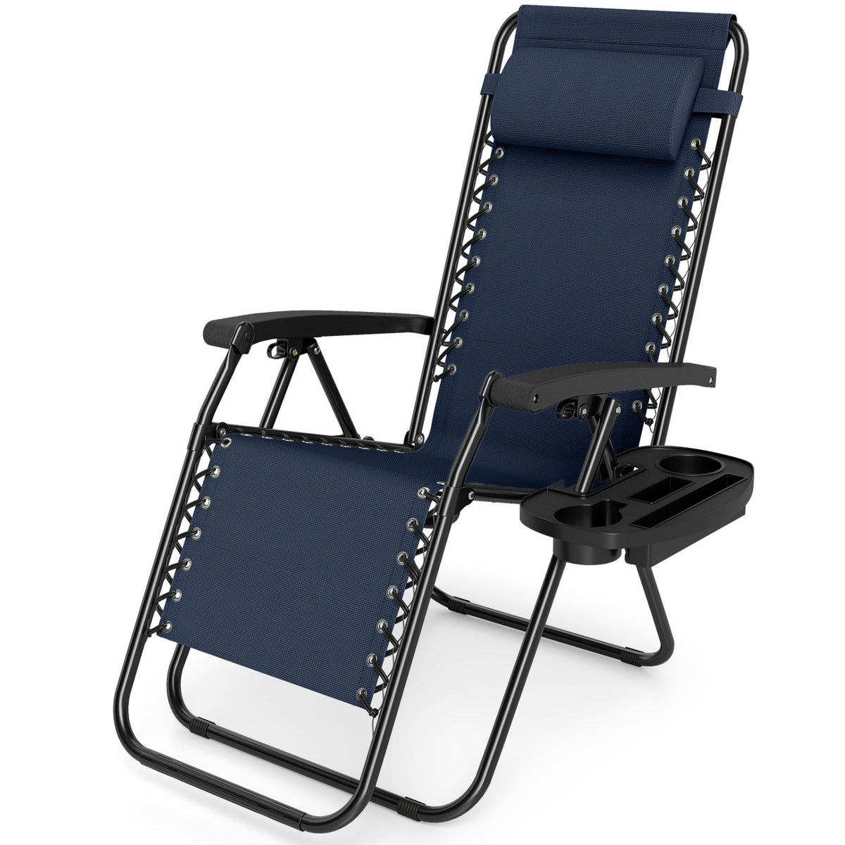 Portable Zero Gravity Chairs with Cup Holder Trays and Backrest Set