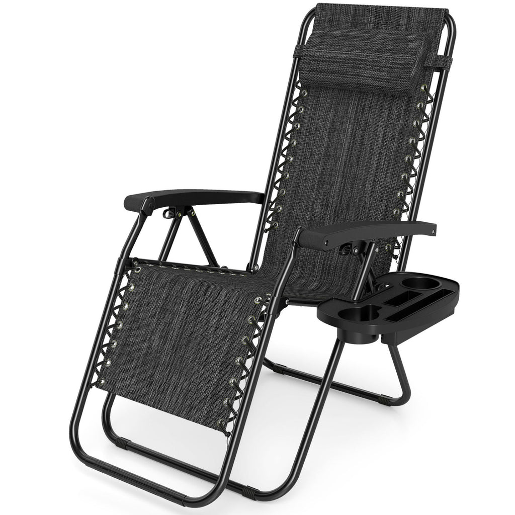 Portable Zero Gravity Chairs with Cup Holder Trays and Backrest Set