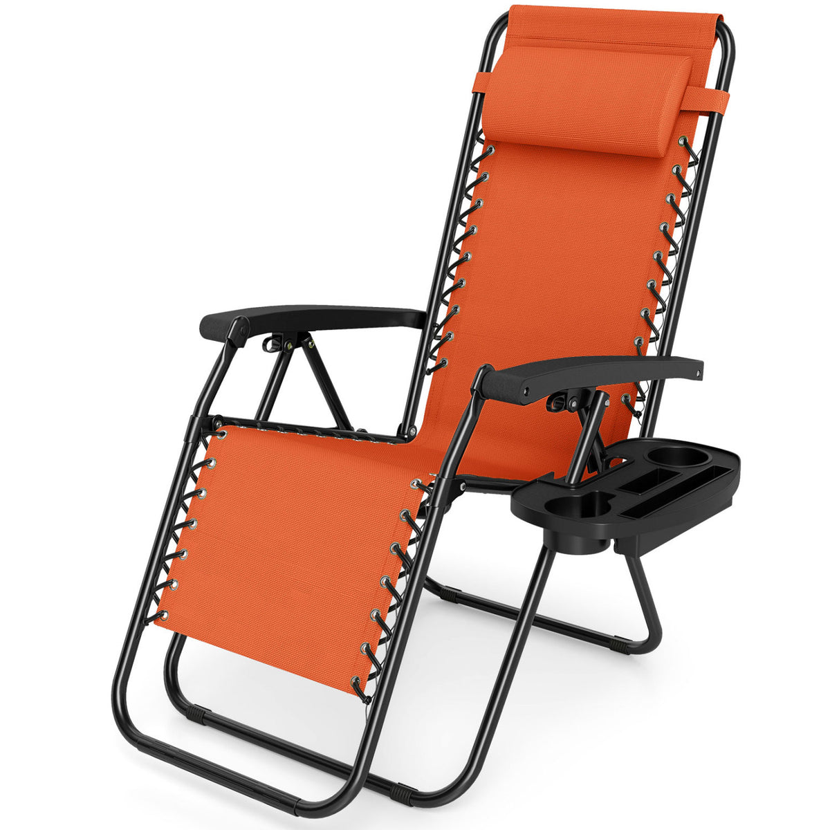 Portable Zero Gravity Chairs with Cup Holder Trays and Backrest Set