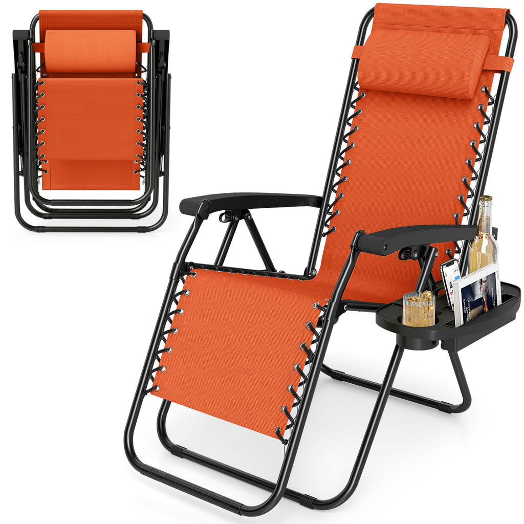Portable Zero Gravity Chairs with Cup Holder Trays and Backrest