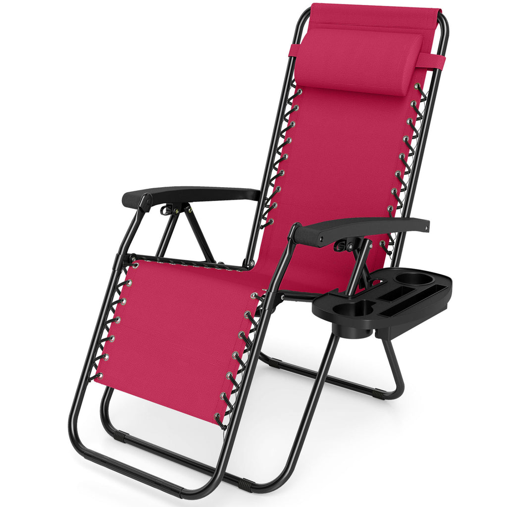 Portable Zero Gravity Chairs with Cup Holder Trays and Backrest