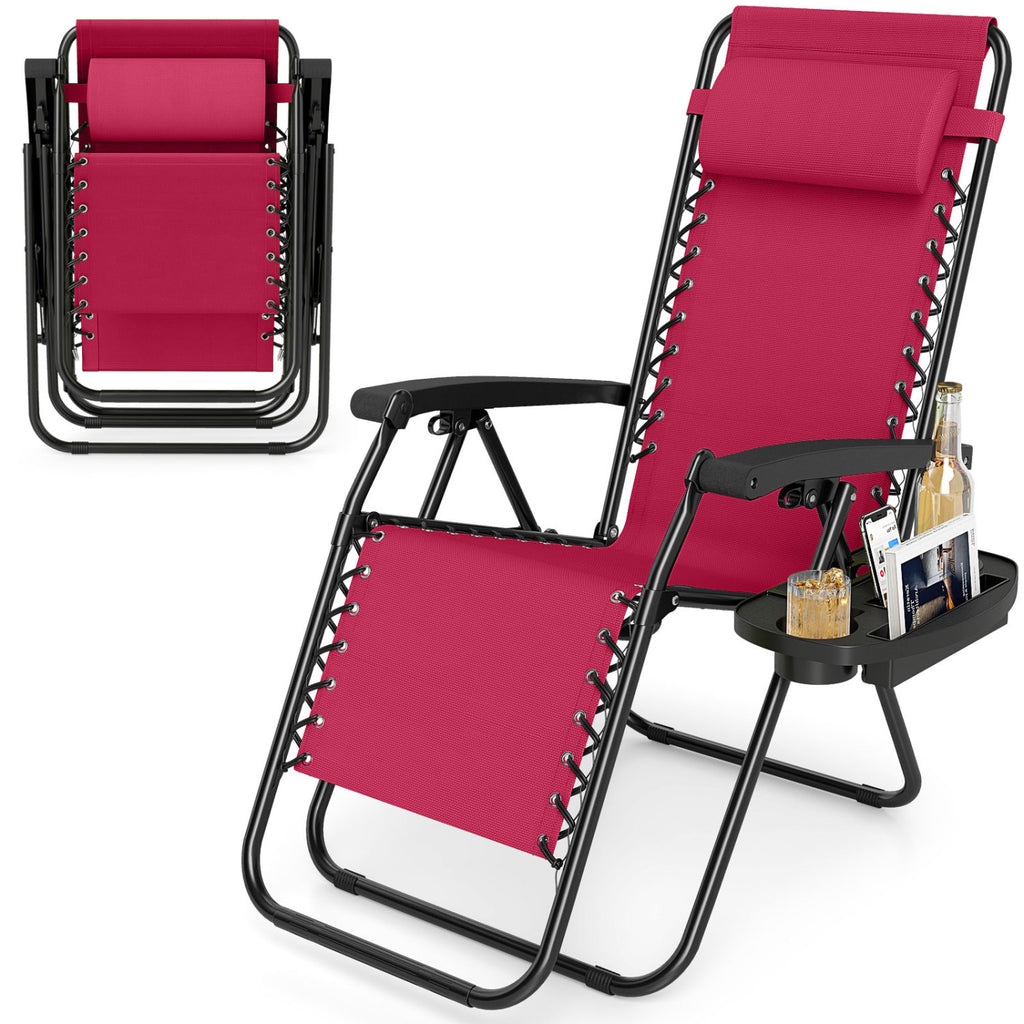 Portable Zero Gravity Chairs with Cup Holder Trays and Backrest