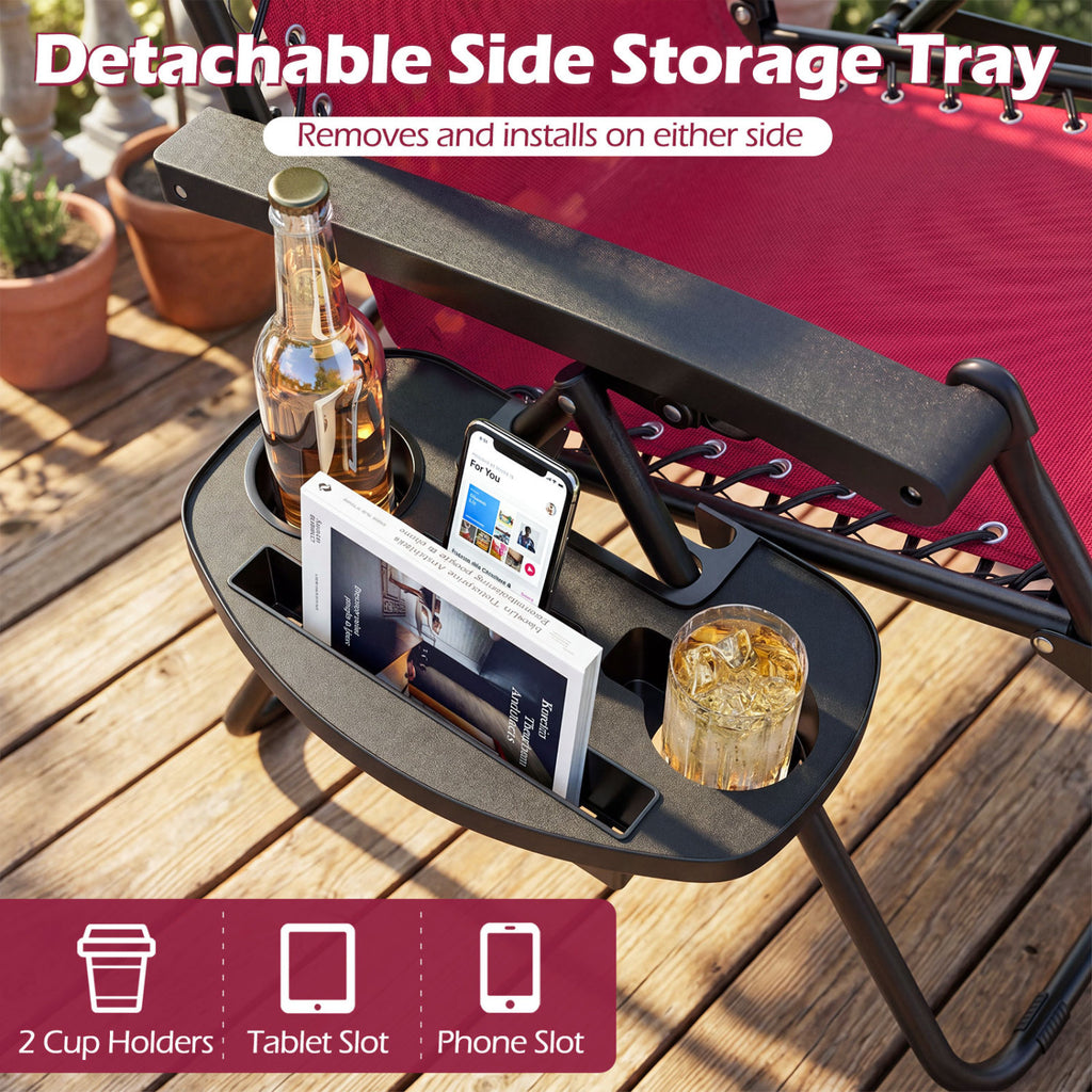 Portable Zero Gravity Chairs with Cup Holder Trays and Backrest