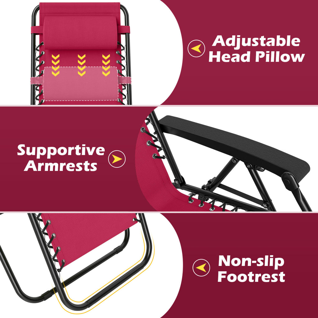 Portable Zero Gravity Chairs with Cup Holder Trays and Backrest
