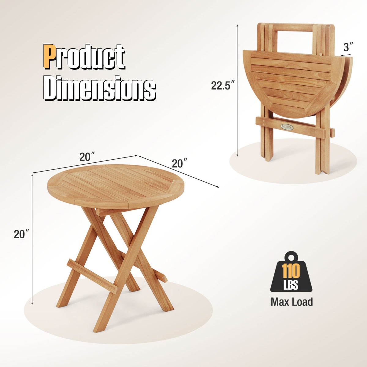 Portable and Compact Outdoor End Table with X-shaped Legs Slatted