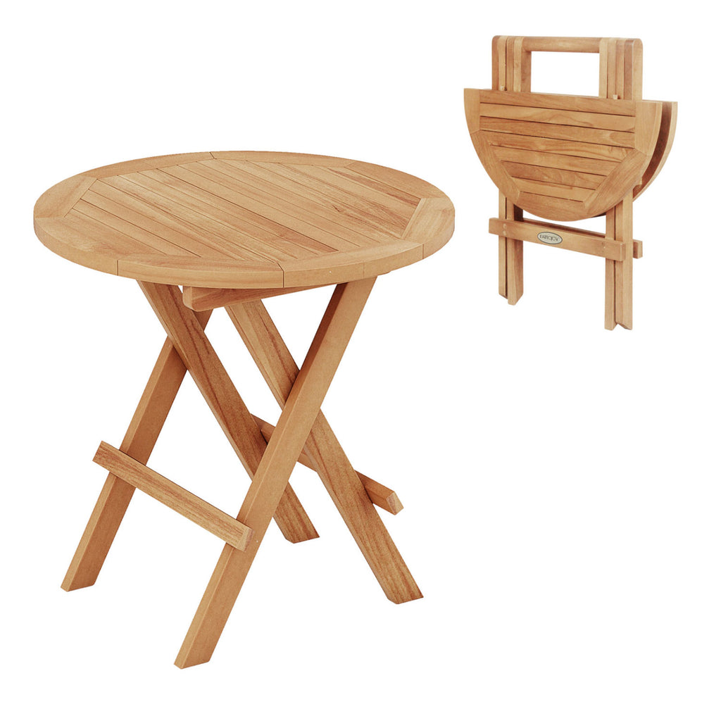 Portable and Compact Outdoor End Table with X-shaped Legs Slatted