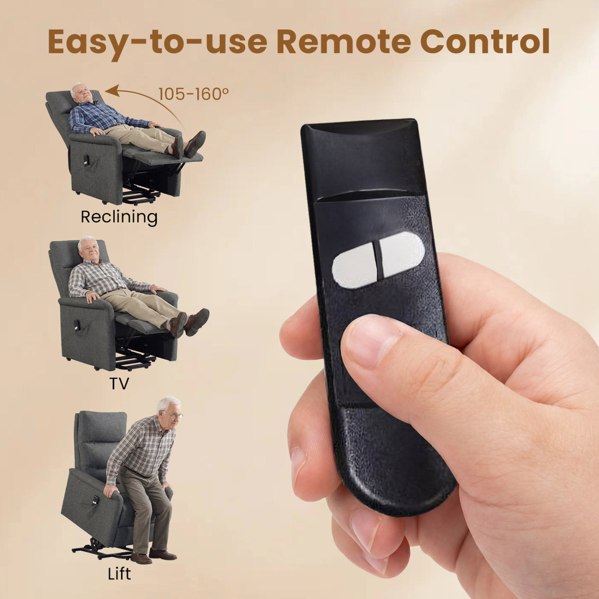 Power Lift Recliner Chair for Elderly – Gray