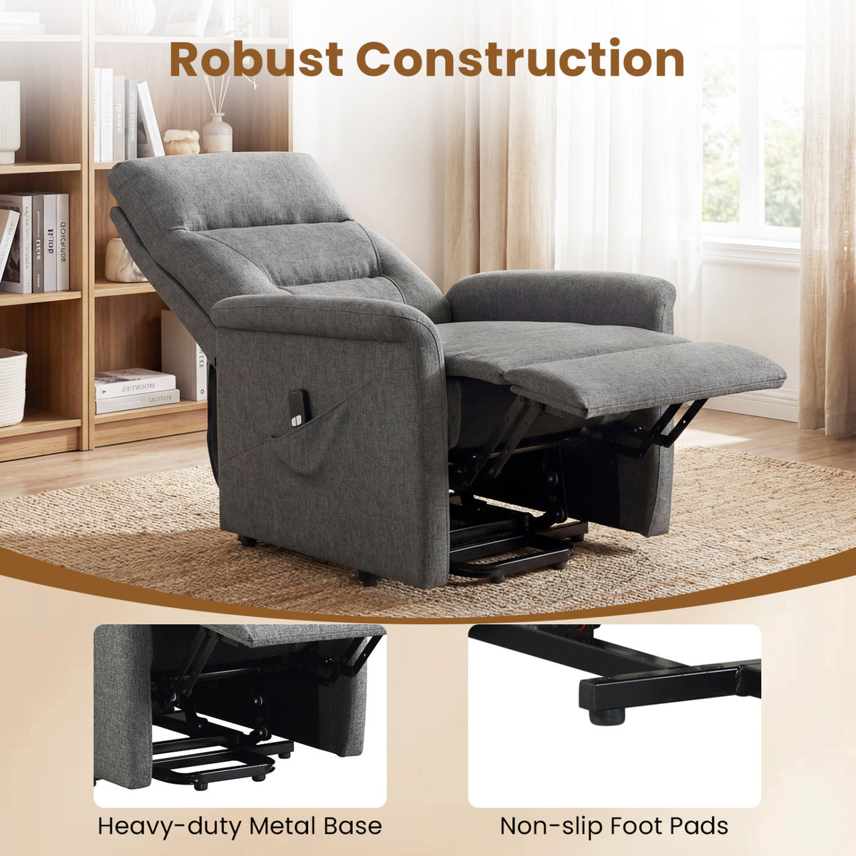 Power Lift Recliner Chair for Elderly - Gray