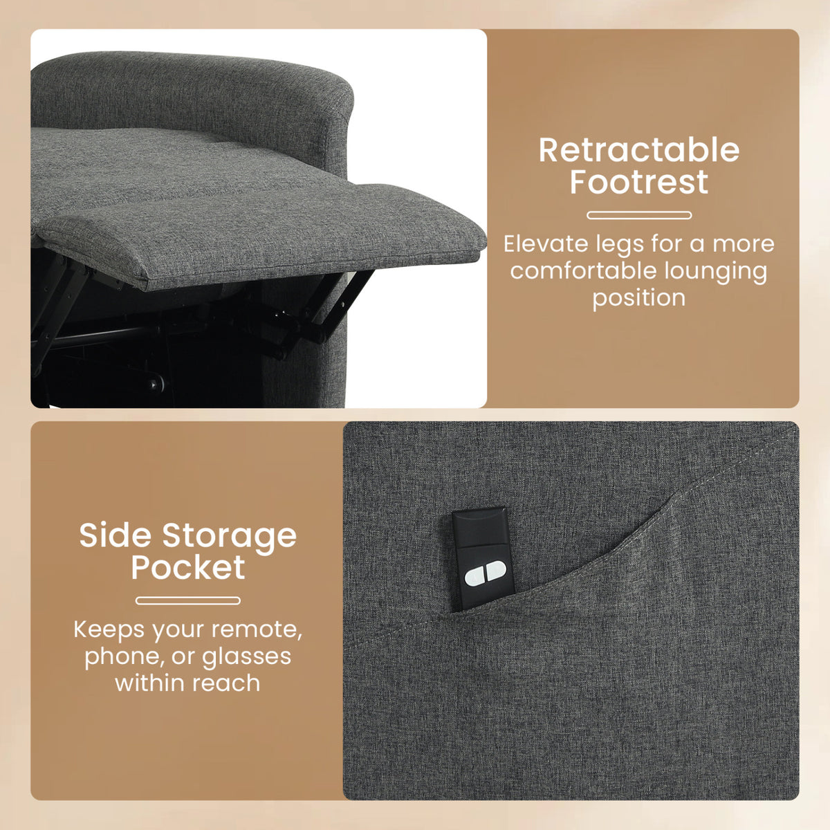 Power Lift Recliner Chair for Elderly - Gray