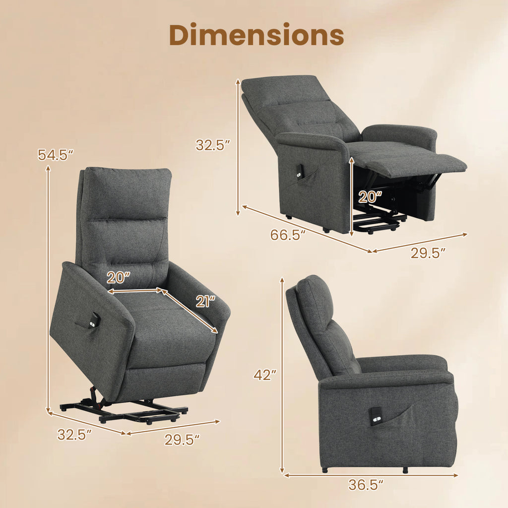 Power Lift Recliner Chair for Elderly – Gray