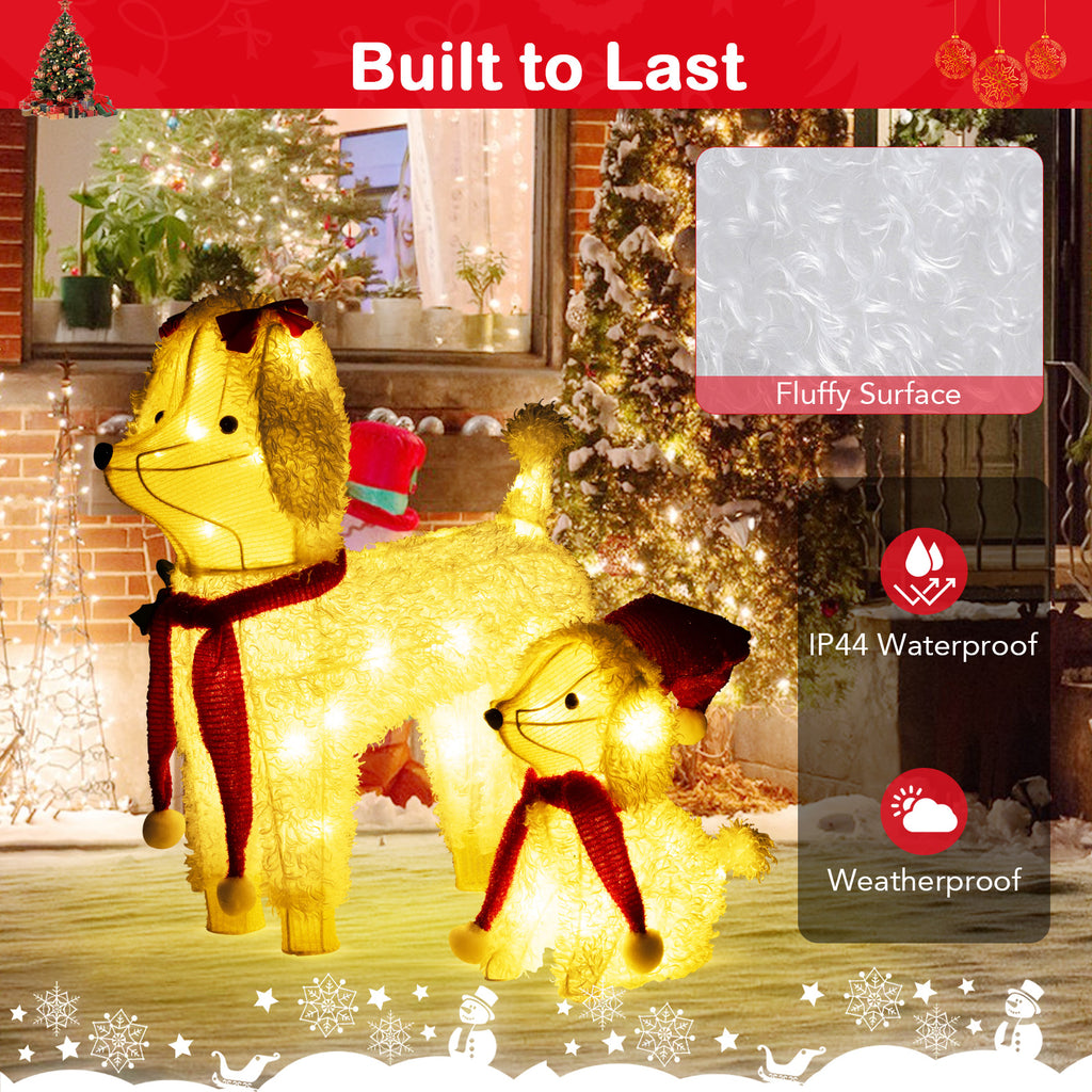 Pre-Lit Poodle Dog Christmas Decor with 60 LED Lights for Indoor Outdoor