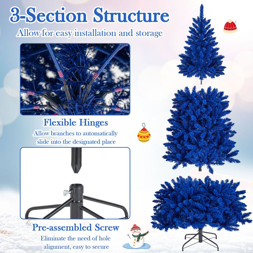 7 ft Blue Pre-Lit Artificial Christmas Tree with 340 LED Lights & 3 Modes