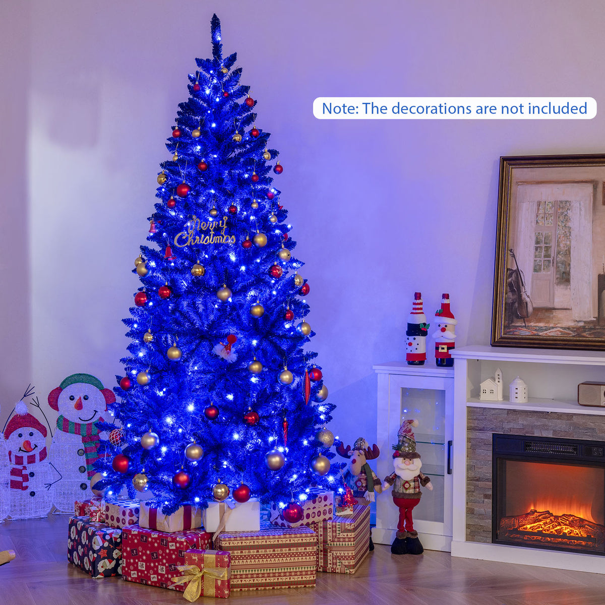 7 ft Blue Pre-Lit Artificial Christmas Tree with 340 LED Lights & 3 Modes