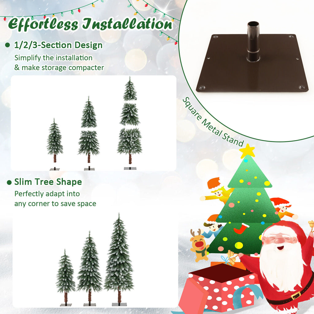 Pre-Lit Christmas Tree Set of 3 - Slim Snowy Artificial Trees with LED Lights - Variation of THIS listing