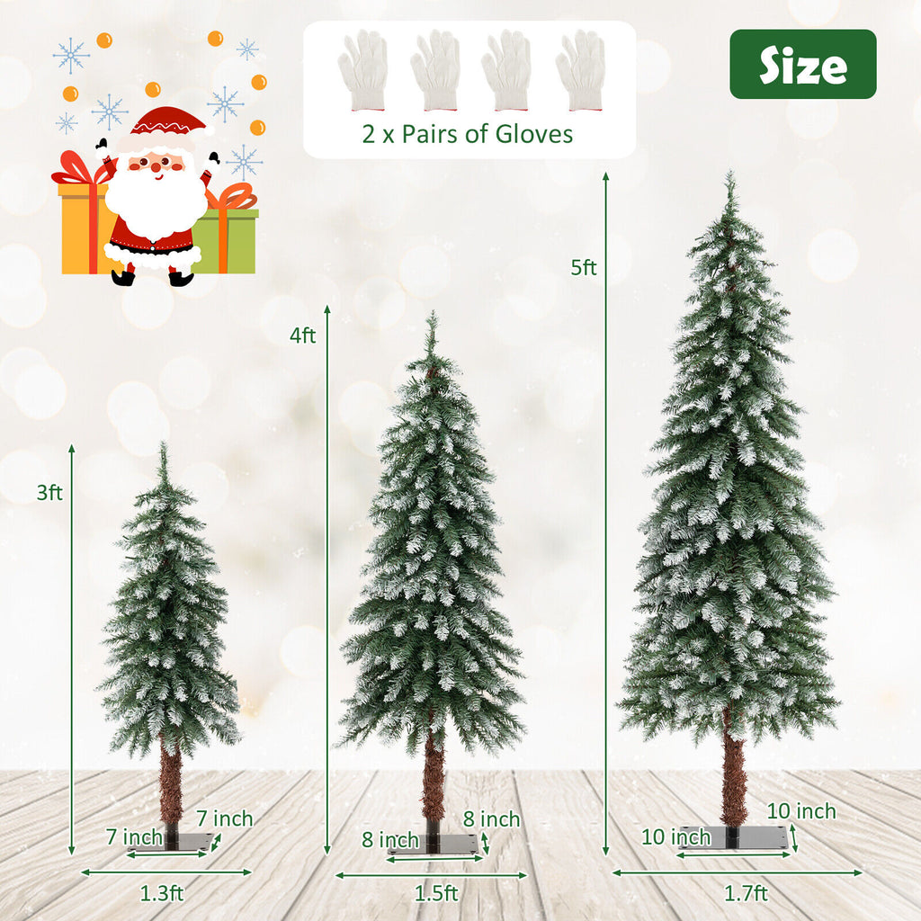 Pre-Lit Christmas Tree Set of 3 - Slim Snowy Artificial Trees with LED Lights - Variation of THIS listing