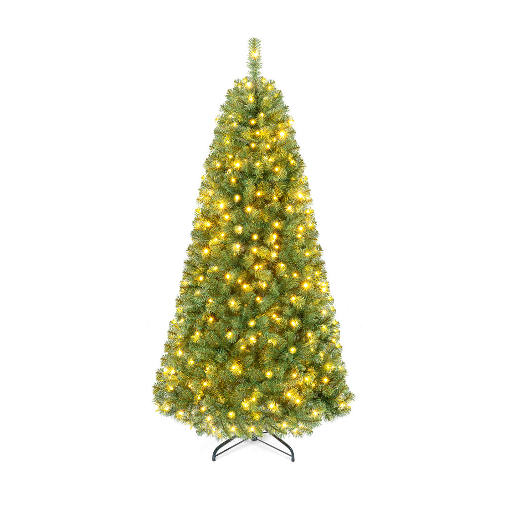 Pre-Lit Green Artificial Christmas Tree with Full Branch Tips - 6 Ft, Multi-Color LED Lights