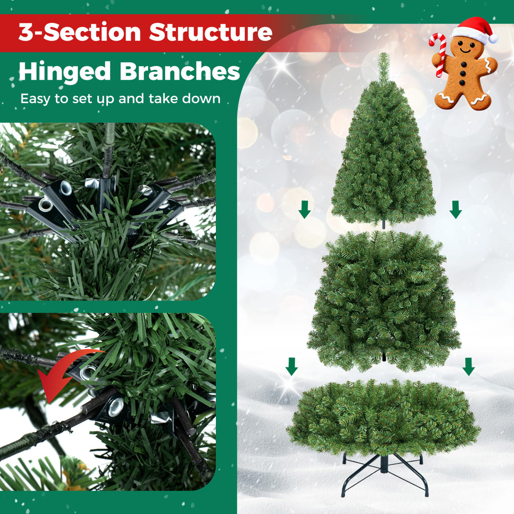 Pre-Lit Green Artificial Christmas Tree with Full Branch Tips - 6 Ft, Multi-Color LED Lights