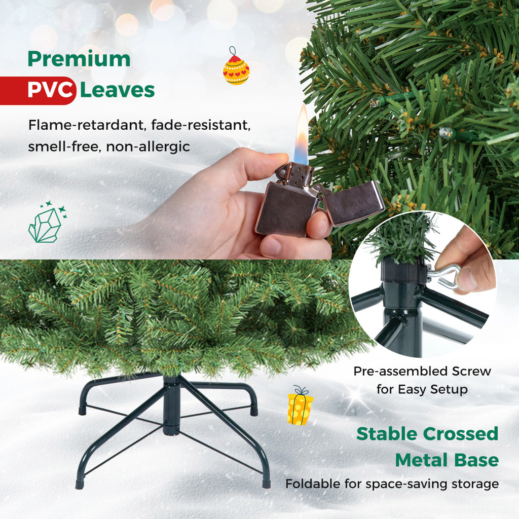 Pre-Lit Green Artificial Christmas Tree with Full Branch Tips - 6 Ft, Multi-Color LED Lights