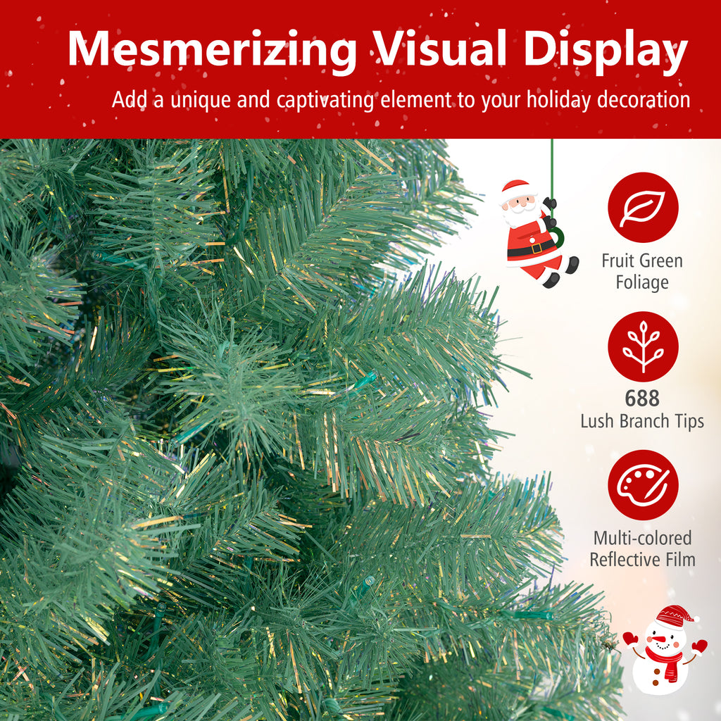 Green 6ft Pre-Lit Artificial Christmas Tree with 688 Tips & 250 LED Lights