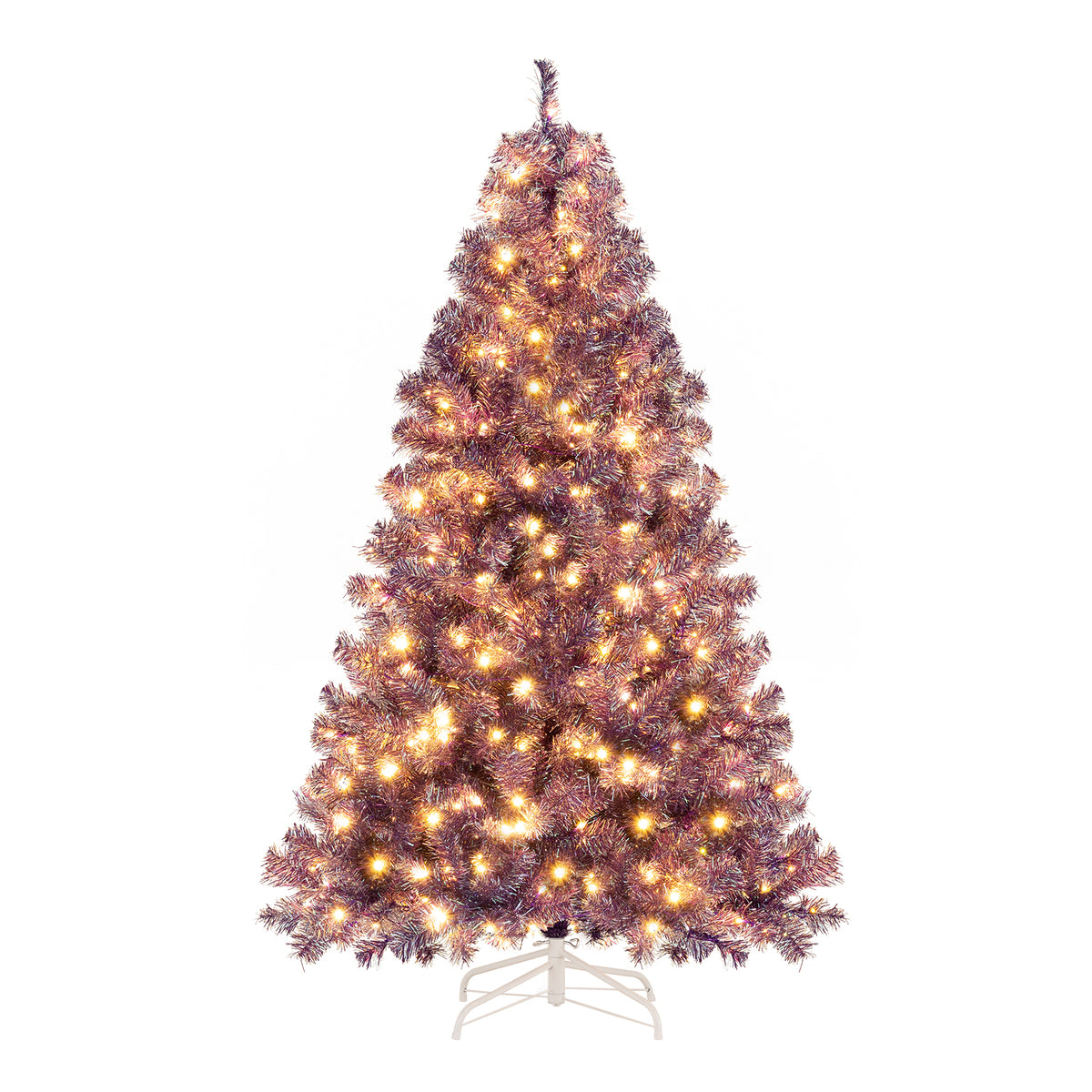 Deep Purple Artificial Christmas Tree with Warm White LED Lights - 6 ft