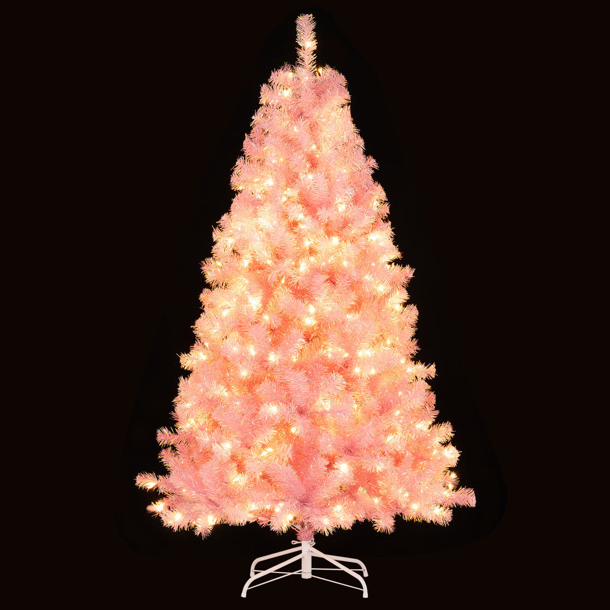 Pink 6 ft Pre-Lit Tinsel Christmas Tree with Lush Branch Tips & LED Lights