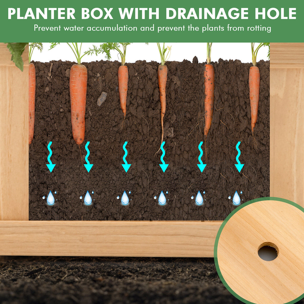 Folding Wooden Raised Garden Bed 27.5 x 12 x 10 inches