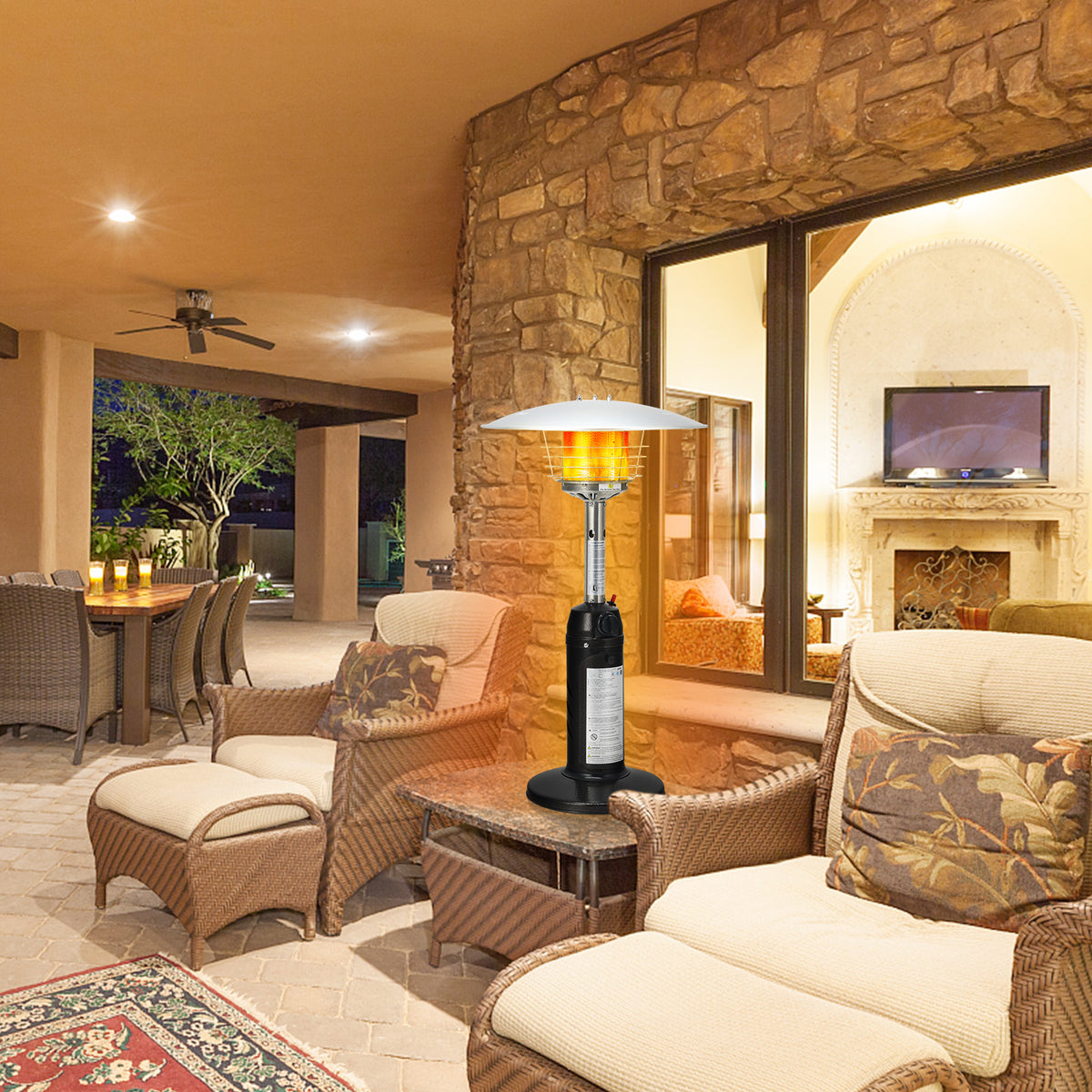 11000 BTU Portable Tabletop Propane Patio Heater - Black