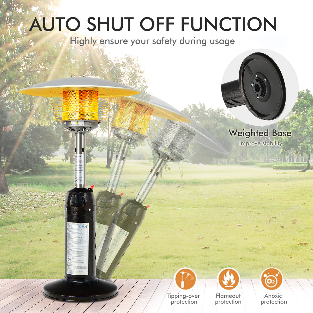 11000 BTU Portable Tabletop Propane Patio Heater - Black