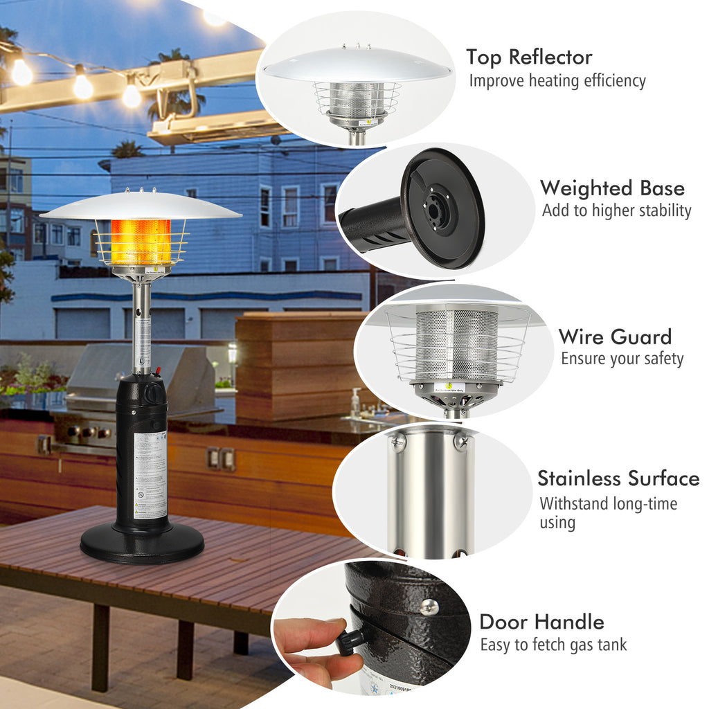 11000 BTU Portable Tabletop Propane Patio Heater - Black