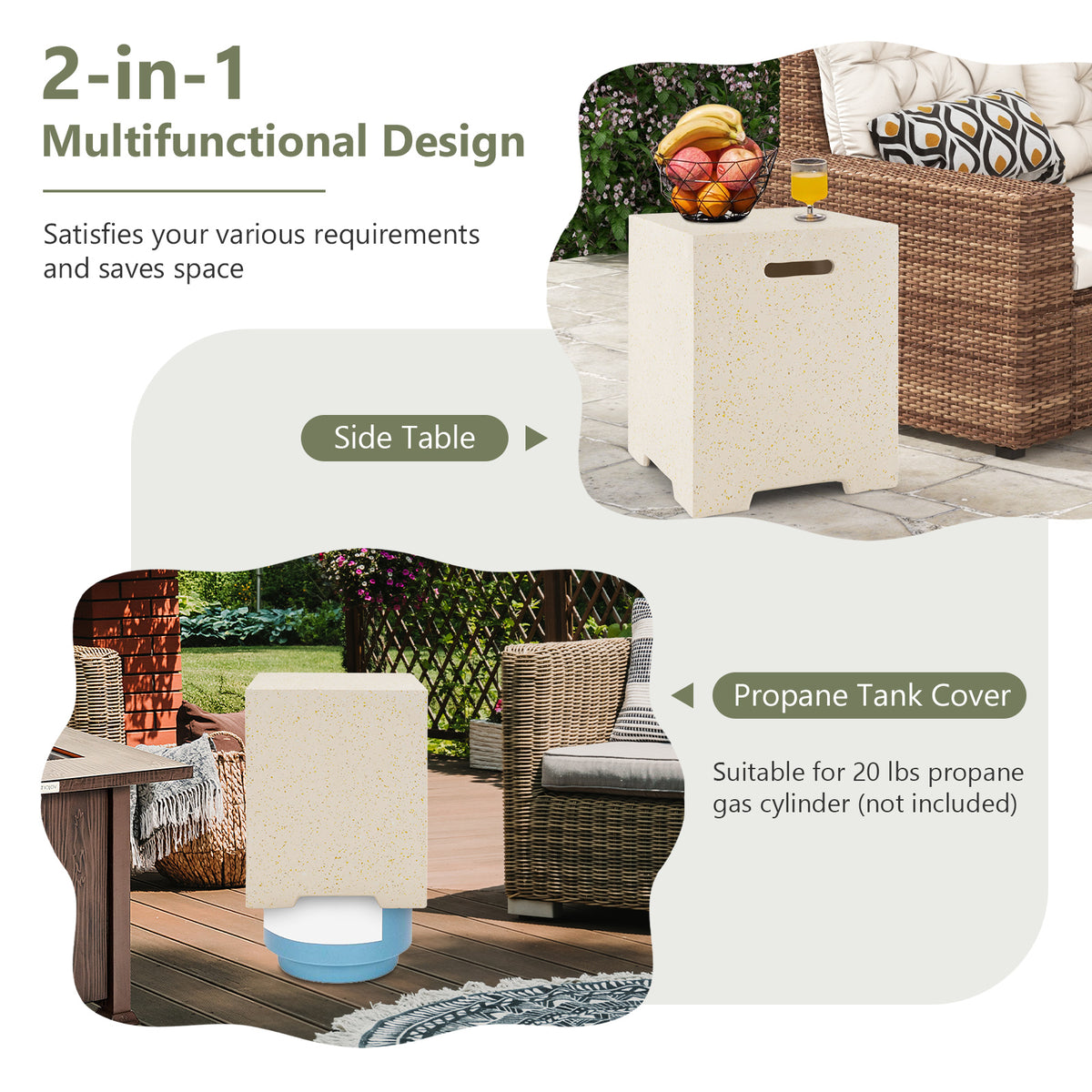 Gas Tank Holder Side Table with Protective Cover