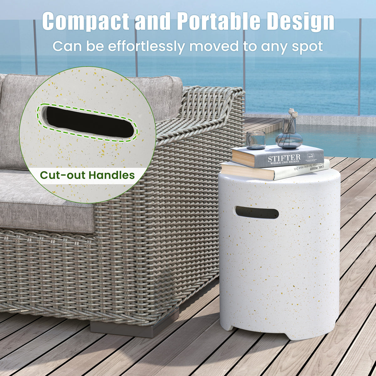 Propane Tank Cover Table with Side Handles - Tank Holder