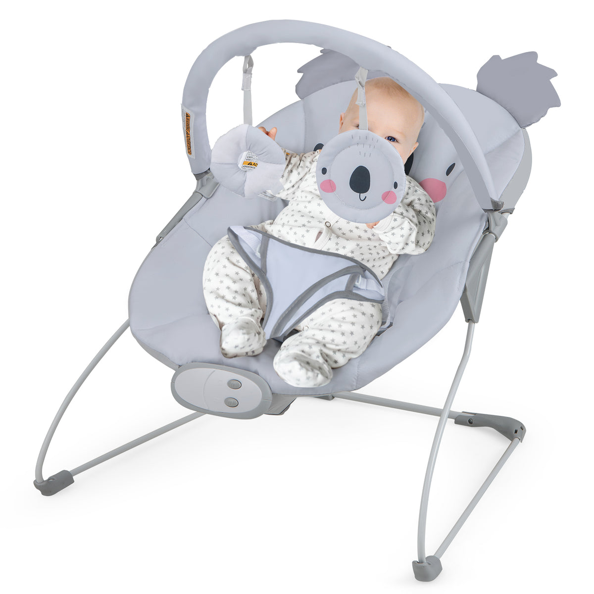 Portable Baby Bouncer Infant Rocker Seat with Detachable Toy Bar - Gray